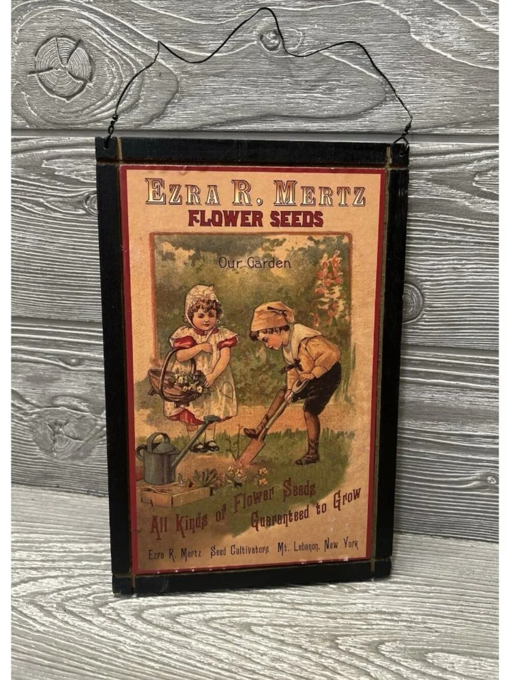 RusticEzra Mertz Flower Seeds Wooden Hanging Sign Garden Wall Decor 6” X 9.5”
